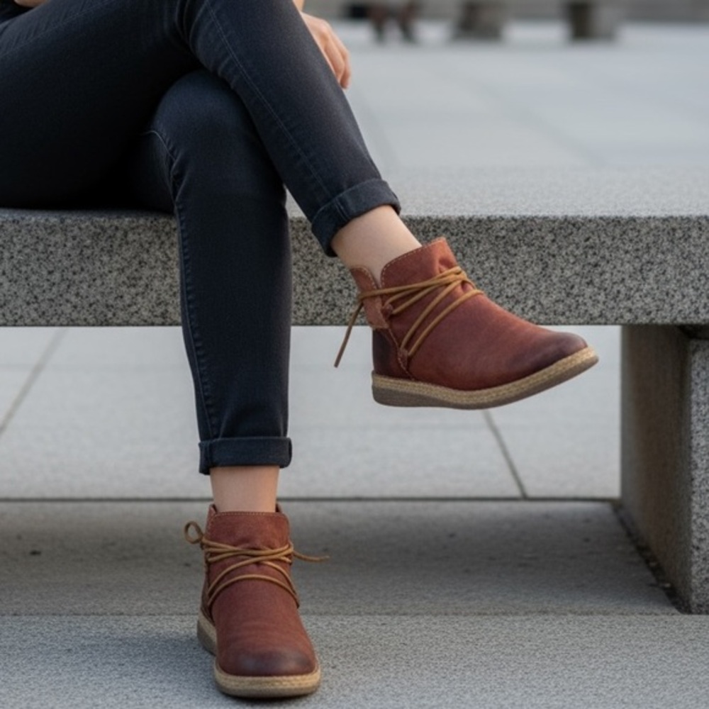 Born burnt red Suede Ankle Boots woman’s size 7.5 (s208)